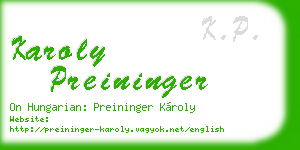 karoly preininger business card