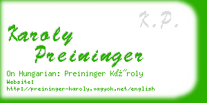 karoly preininger business card